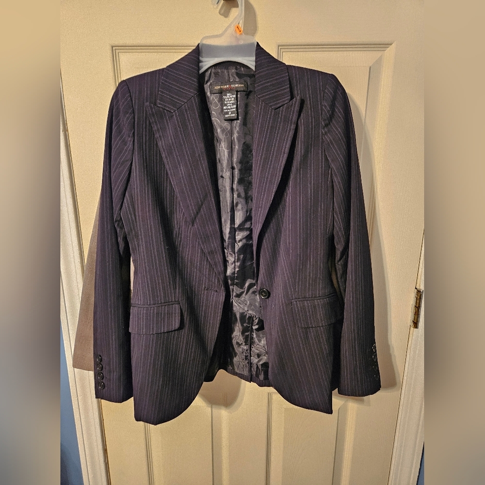 New York & Company Black Pinstripe Blazer